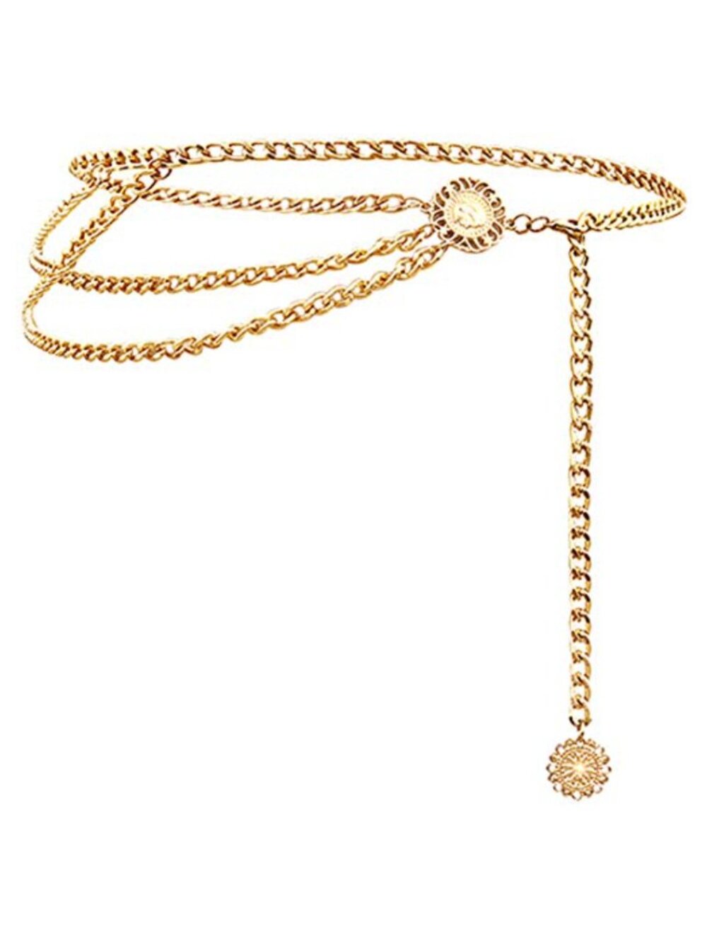 Multilayer Metal Waist Chain Belt Coin Pendant Adjustable